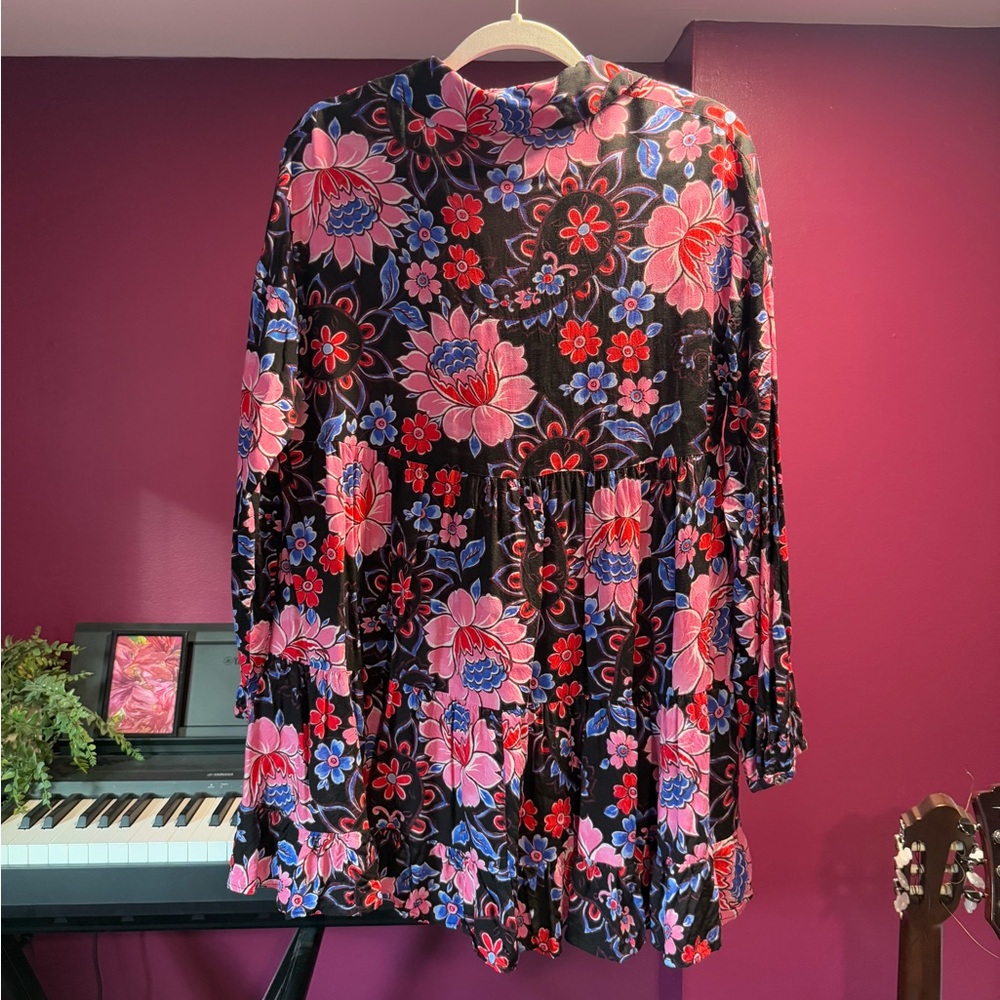 Zara floral tunic mini dressi dressings. Perfect condition, cute belted! - Picture 2 of 4